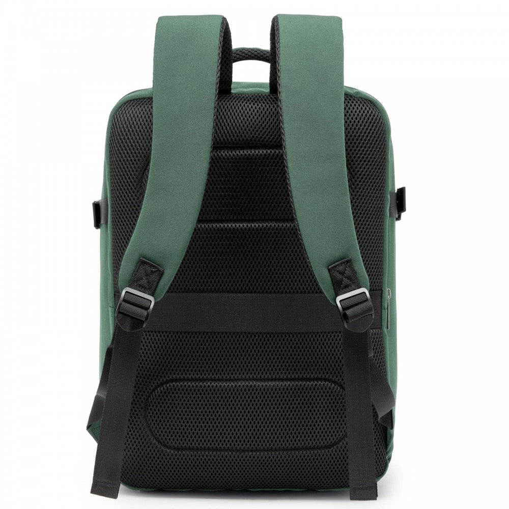 Organised Personal-Item Backpack with 15.6-Inch Laptop Sleeve, Clamshell Main – Green