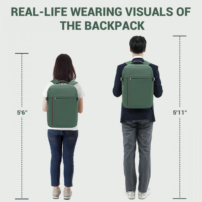 Organised Personal-Item Backpack with 15.6-Inch Laptop Sleeve, Clamshell Main – Green