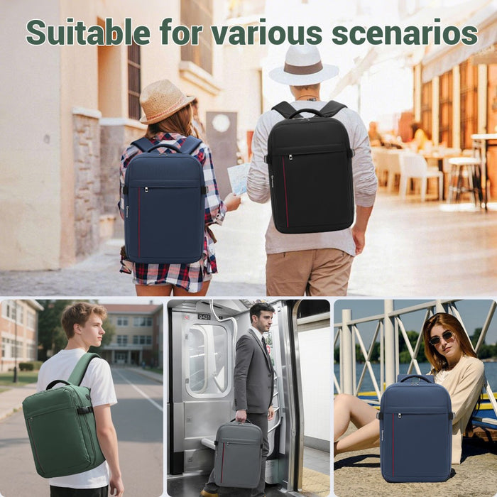 Organised Personal-Item Backpack with 15.6-Inch Laptop Sleeve, Clamshell Main – Green