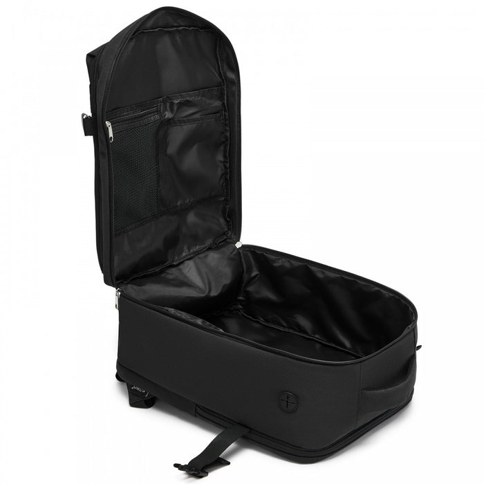 Organised Personal-Item Backpack with 15.6-Inch Laptop Sleeve, Clamshell Main – Black