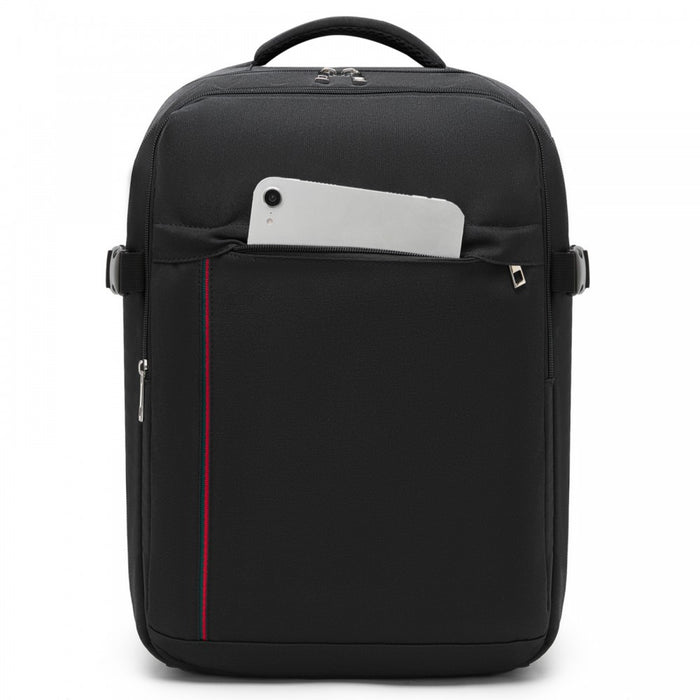 Organised Personal-Item Backpack with 15.6-Inch Laptop Sleeve, Clamshell Main – Black