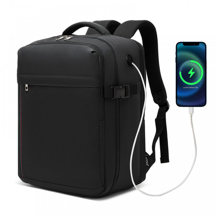 Organised Personal-Item Backpack with 15.6-Inch Laptop Sleeve, Clamshell Main – Black