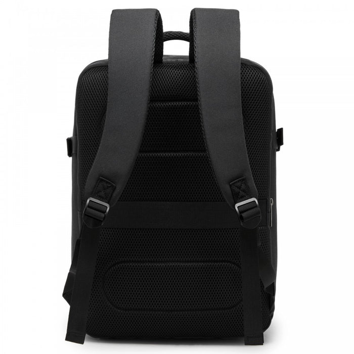 Organised Personal-Item Backpack with 15.6-Inch Laptop Sleeve, Clamshell Main – Black