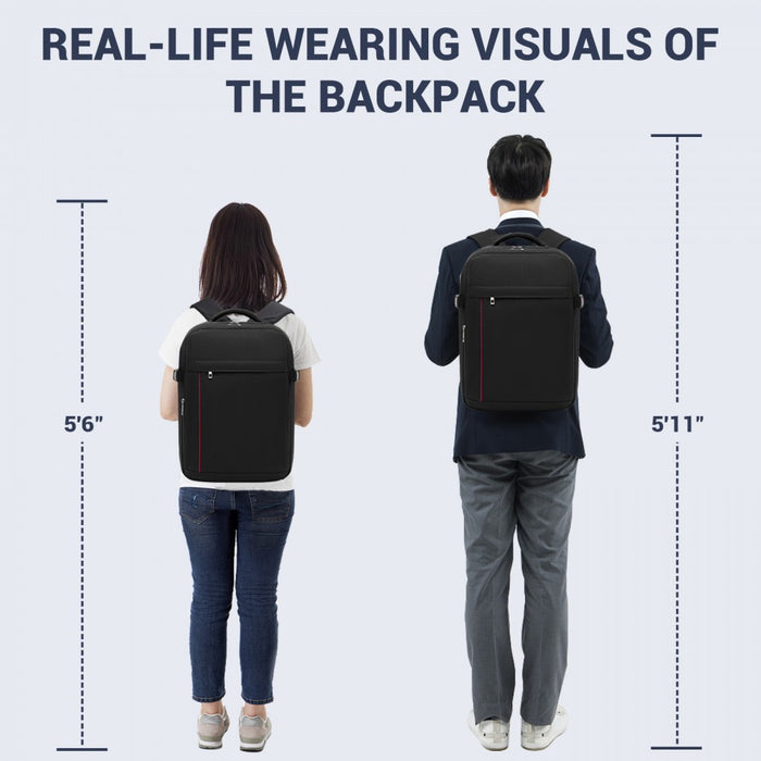 Organised Personal-Item Backpack with 15.6-Inch Laptop Sleeve, Clamshell Main – Black