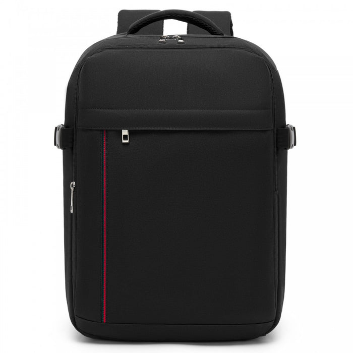 Organised Personal-Item Backpack with 15.6-Inch Laptop Sleeve, Clamshell Main – Black