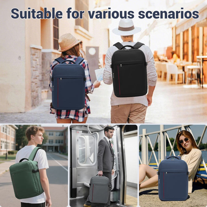 Organised Personal-Item Backpack with 15.6-Inch Laptop Sleeve, Clamshell Main – Grey