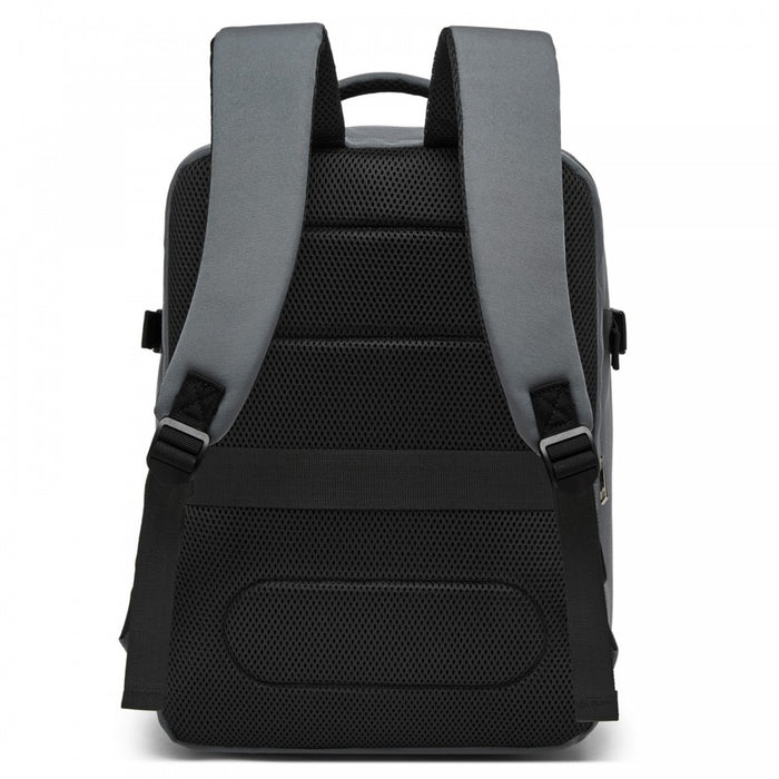 Organised Personal-Item Backpack with 15.6-Inch Laptop Sleeve, Clamshell Main – Grey