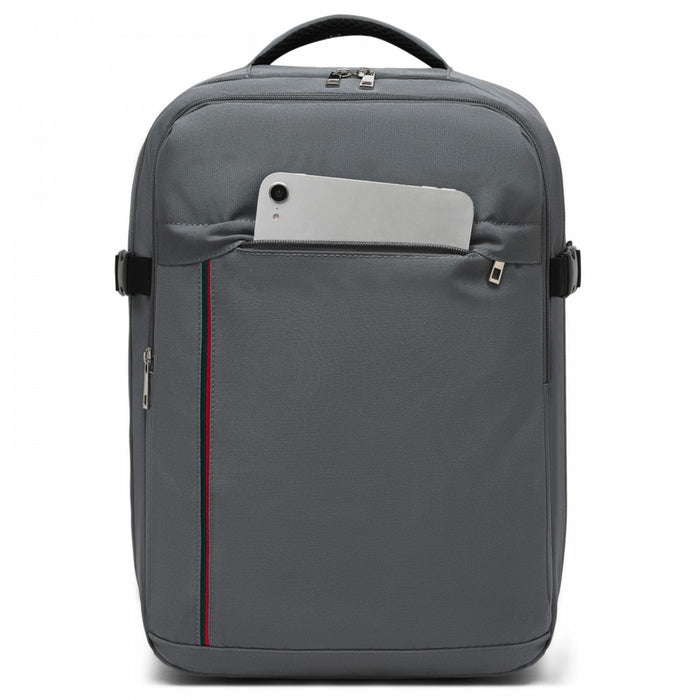 Organised Personal-Item Backpack with 15.6-Inch Laptop Sleeve, Clamshell Main – Grey