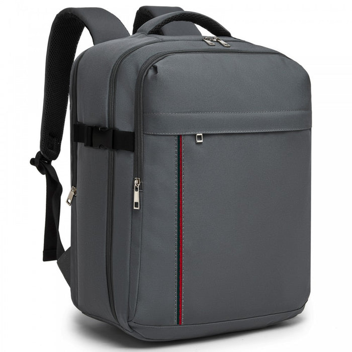 Organised Personal-Item Backpack with 15.6-Inch Laptop Sleeve, Clamshell Main – Grey