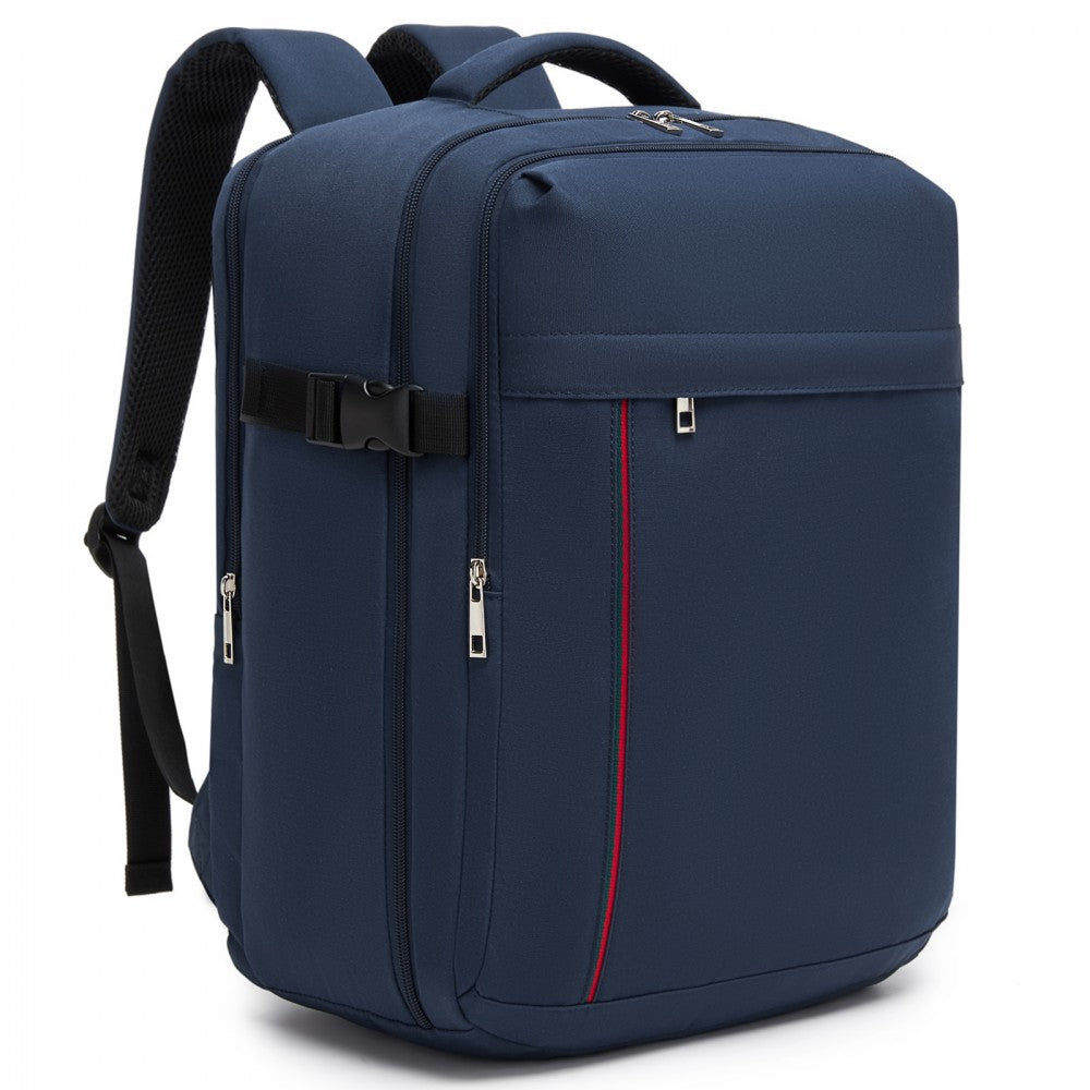 Organised Personal-Item Backpack with 15.6-Inch Laptop Sleeve, Clamshell Main – Navy