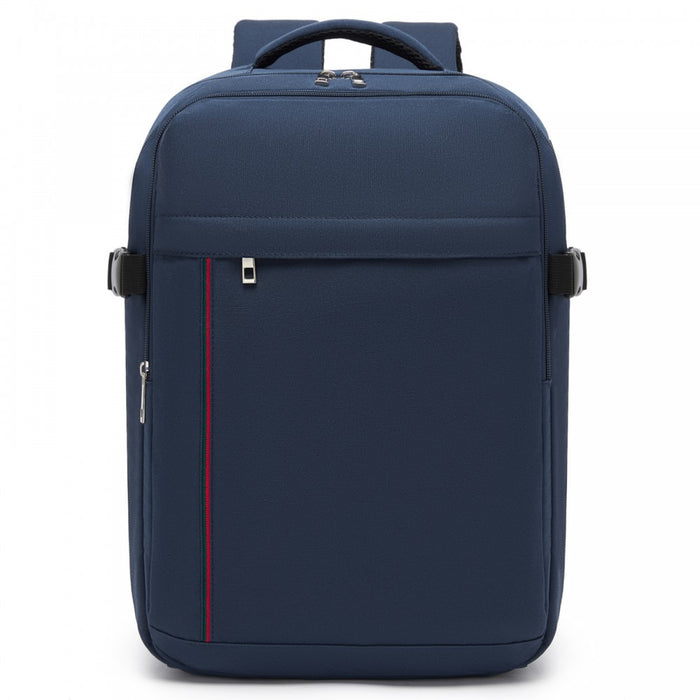 Organised Personal-Item Backpack with 15.6-Inch Laptop Sleeve, Clamshell Main – Navy