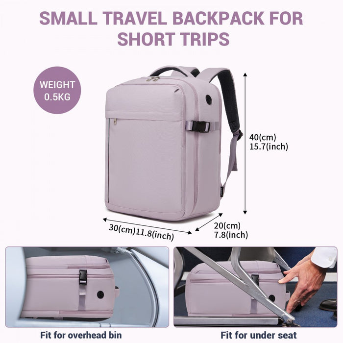 Organised Personal-Item Backpack with 15.6-Inch Laptop Sleeve, Clamshell Main – Purple