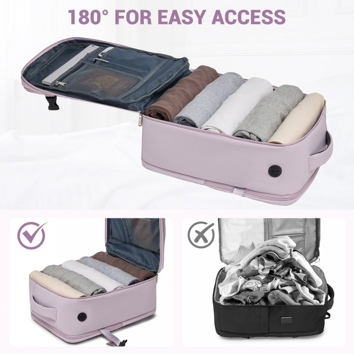 Organised Personal-Item Backpack with 15.6-Inch Laptop Sleeve, Clamshell Main – Purple
