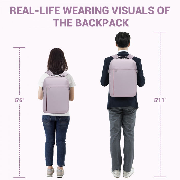 Organised Personal-Item Backpack with 15.6-Inch Laptop Sleeve, Clamshell Main – Purple