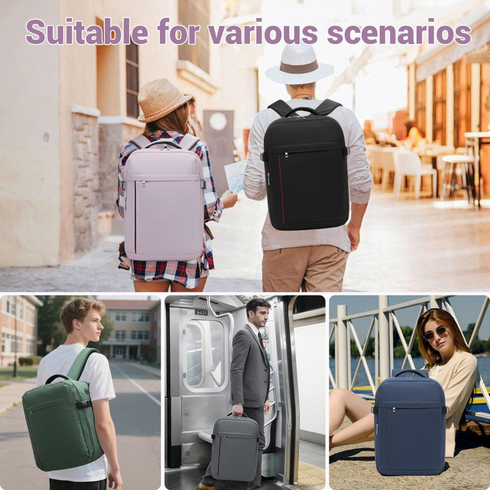 Organised Personal-Item Backpack with 15.6-Inch Laptop Sleeve, Clamshell Main – Purple