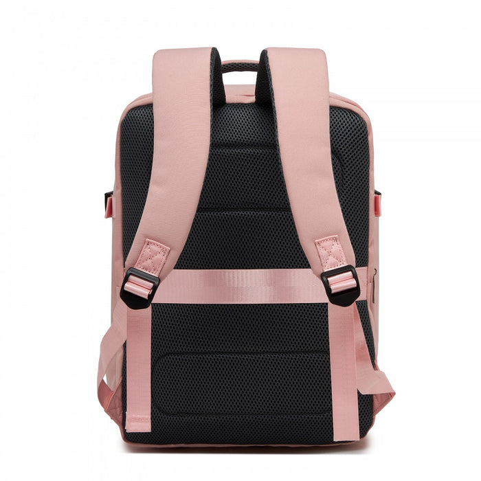 Organised Personal-Item Backpack with 15.6-Inch Laptop Sleeve, Clamshell Main – Pink