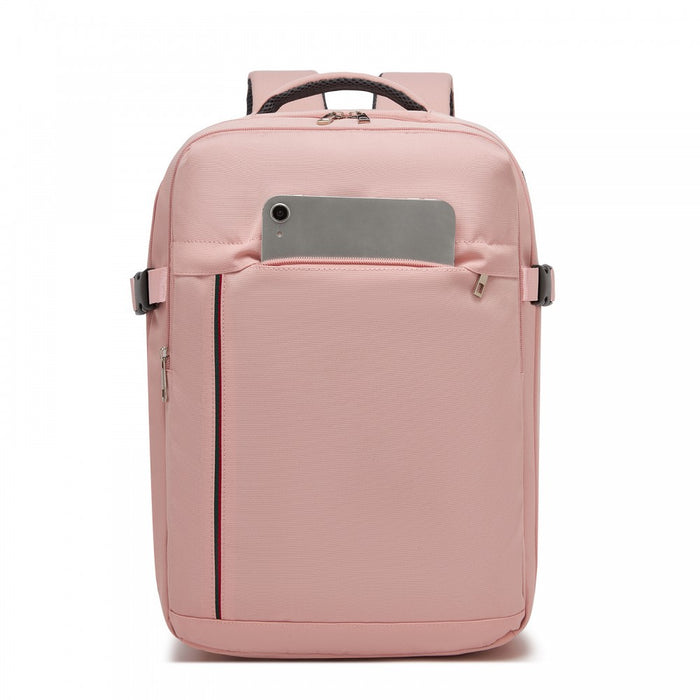 Organised Personal-Item Backpack with 15.6-Inch Laptop Sleeve, Clamshell Main – Pink