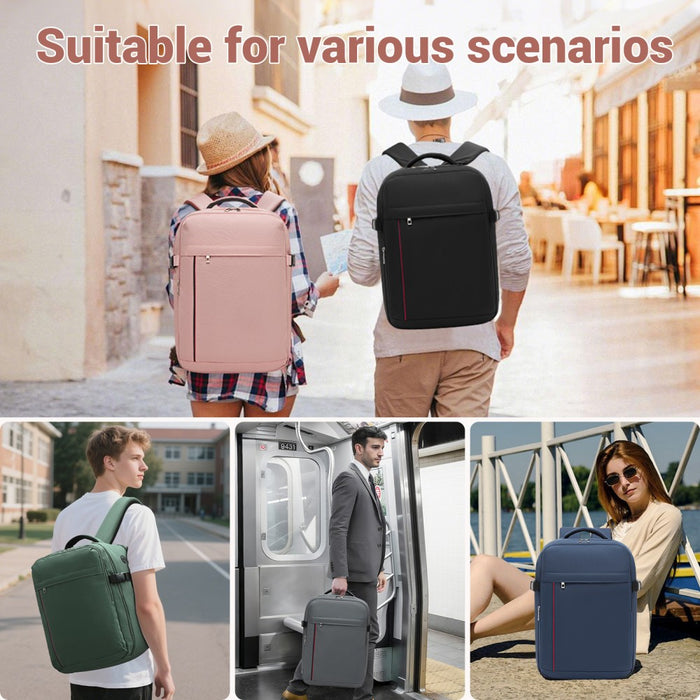 Organised Personal-Item Backpack with 15.6-Inch Laptop Sleeve, Clamshell Main – Pink
