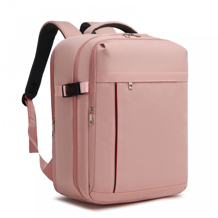Organised Personal-Item Backpack with 15.6-Inch Laptop Sleeve, Clamshell Main – Pink