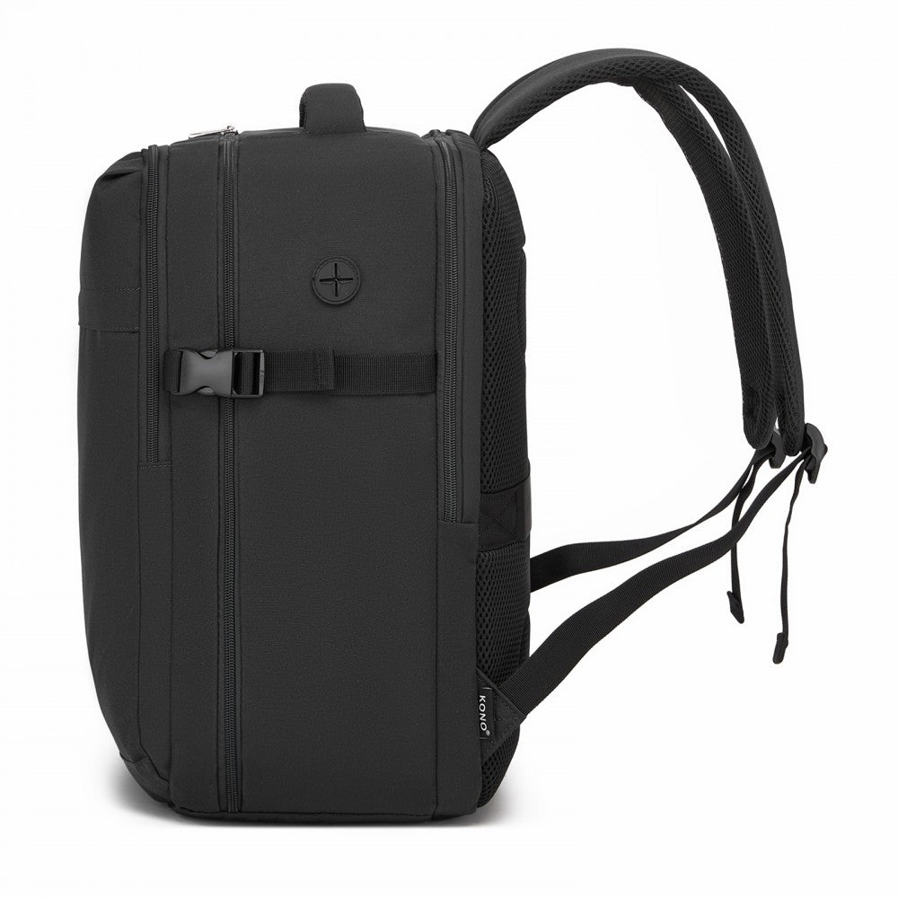 BPK2524L- Kono 32L Upgraded Large Cabin Backpack, 17.3 Inch Laptop Rucksack with Breathable Pressure-Relief Straps & Luggage Trolley Strap for Business Travel - Black