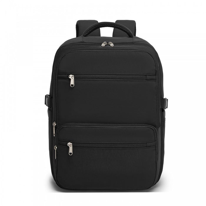 Compact Laptop Travel Backpack – 15.6-Inch – Fits Underseat Storage, with Trolley Sleeve – Black