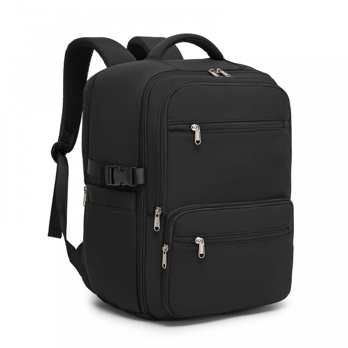 Compact Laptop Travel Backpack – 15.6-Inch – Fits Underseat Storage, with Trolley Sleeve – Black