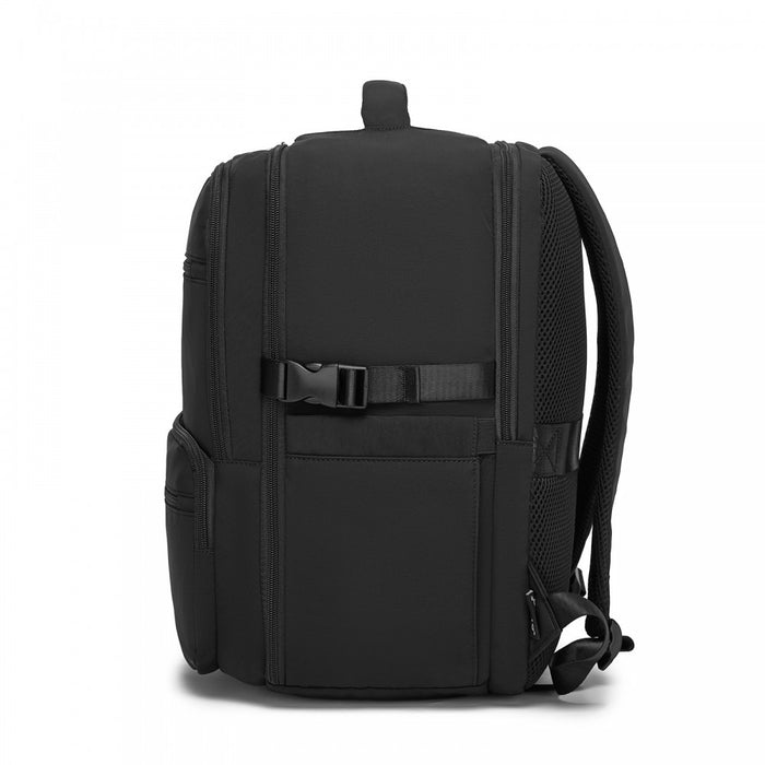 Compact Laptop Travel Backpack – 15.6-Inch – Fits Underseat Storage, with Trolley Sleeve – Black