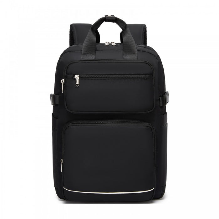 Water-Resistant Laptop Backpack – 15.6-Inch Padded Laptop Compartment, Reflective Strip – Black