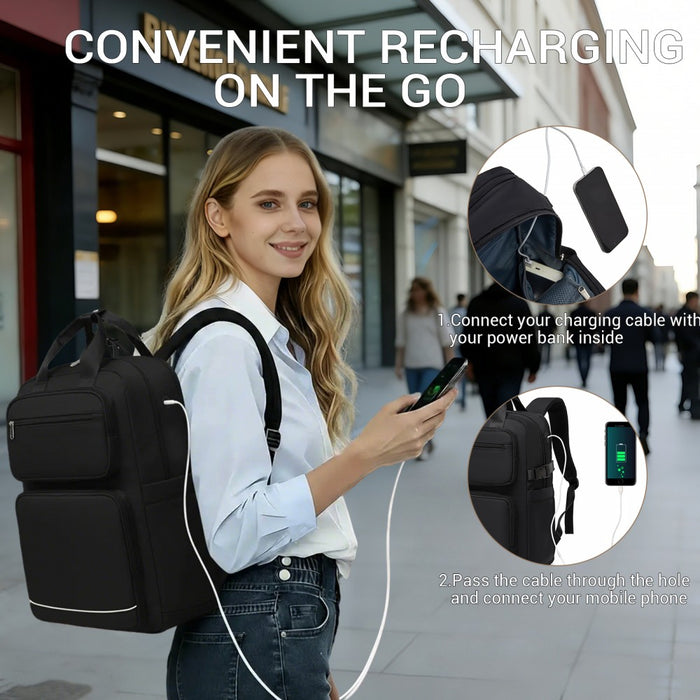 Water-Resistant Laptop Backpack – 15.6-Inch Padded Laptop Compartment, Reflective Strip – Black