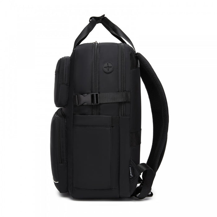 Water-Resistant Laptop Backpack – 15.6-Inch Padded Laptop Compartment, Reflective Strip – Black
