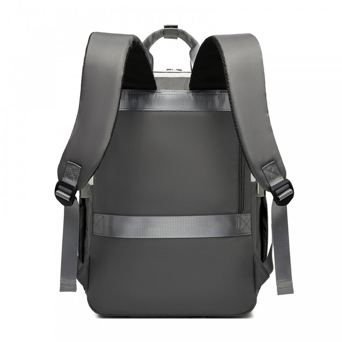 Water-Resistant Laptop Backpack – 15.6-Inch Padded Laptop Compartment, Reflective Strip – Beige and Grey