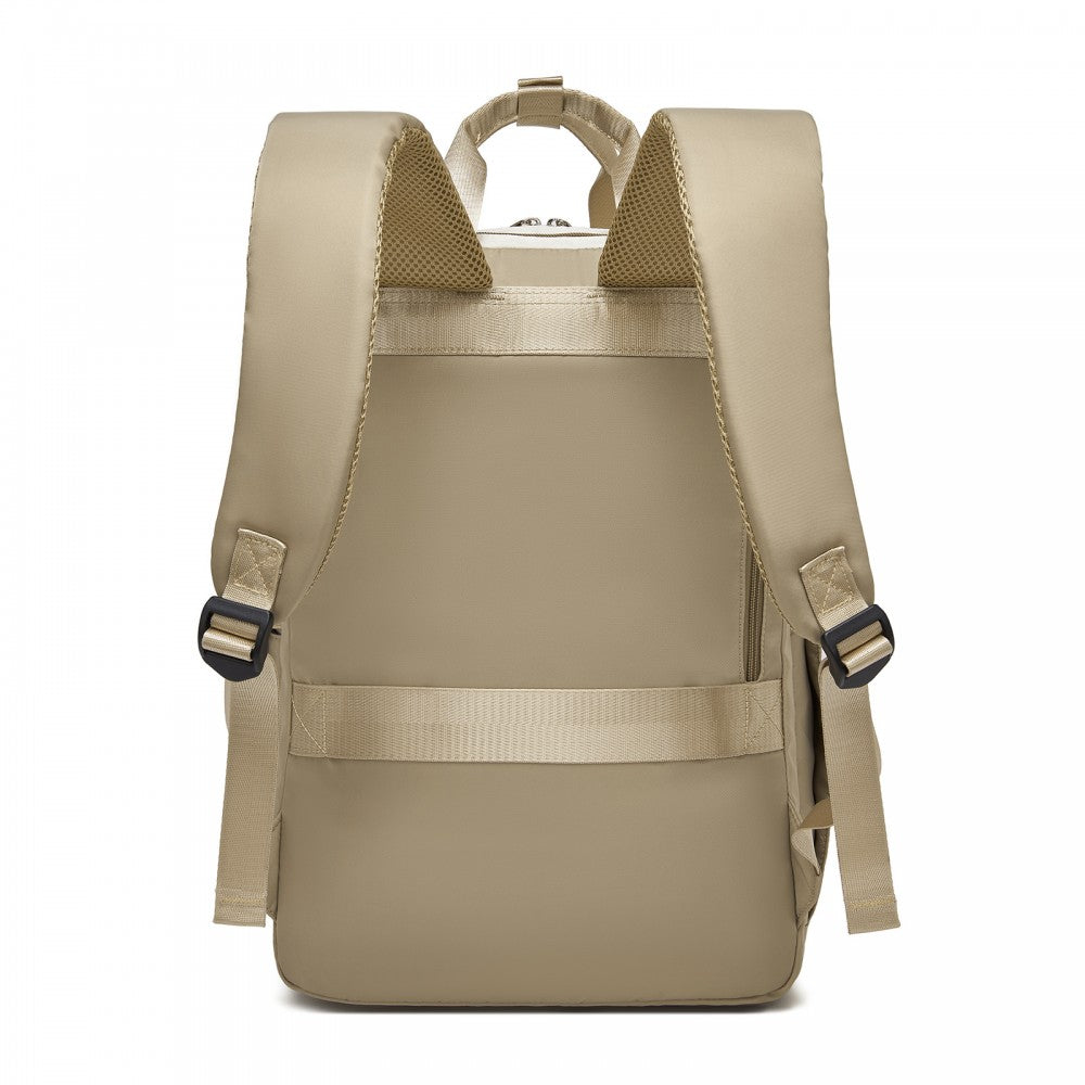 Water-Resistant Laptop Backpack – 15.6-Inch Padded Laptop Compartment, Reflective Strip – Beige and Khaki