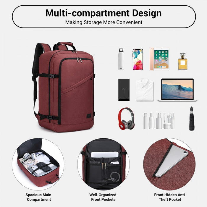 Business Large Backpack – Fits 15.6-Inch Laptop – Burgundy