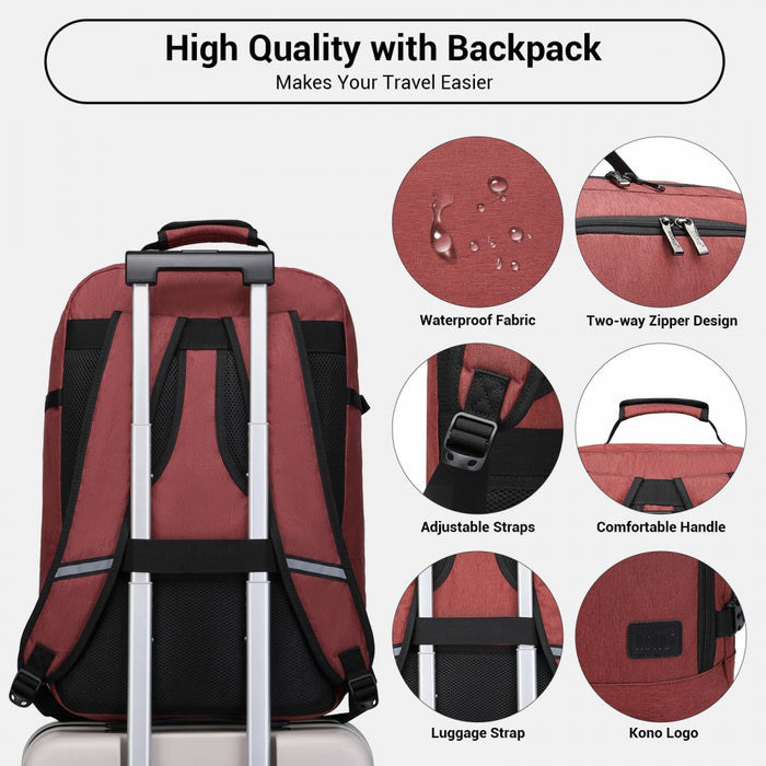 Business Large Backpack – Fits 15.6-Inch Laptop – Burgundy
