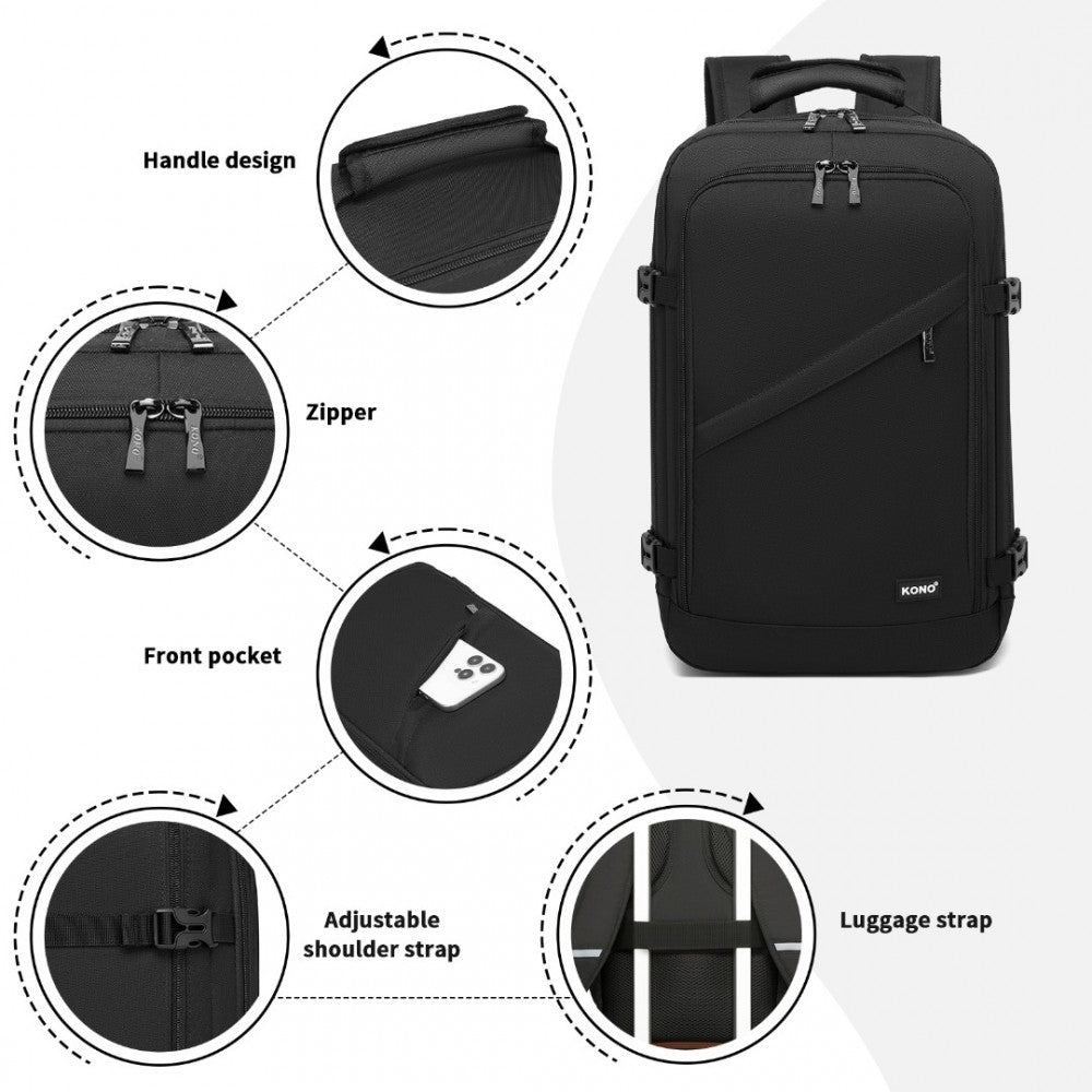 Business Carry-On Backpack – Fits 15.6-Inch Laptop – Black