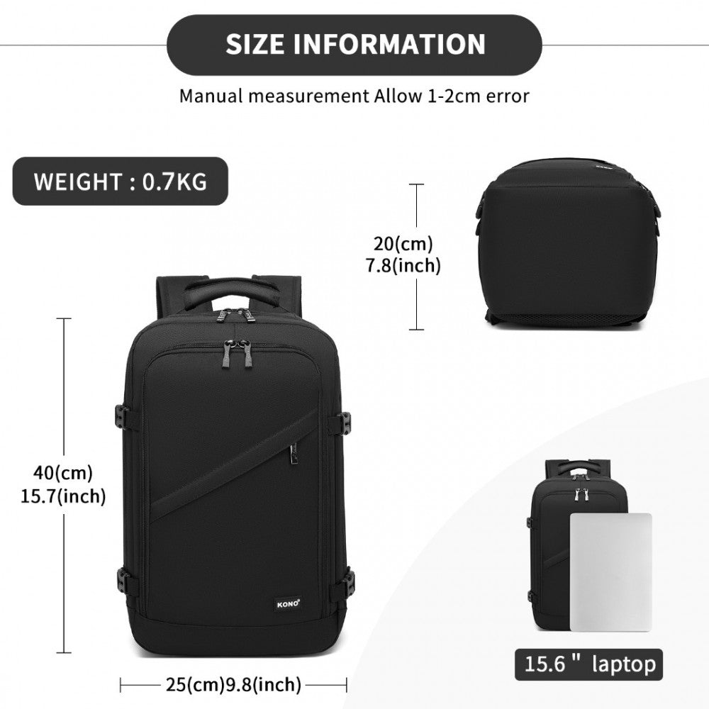 Business Carry-On Backpack – Fits 15.6-Inch Laptop – Black