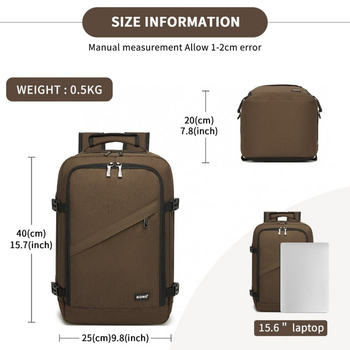 Business Carry-On Backpack – Fits 15.6-Inch Laptop – Brown