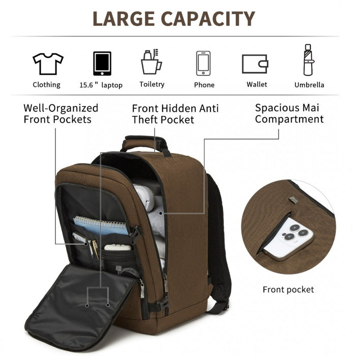 Business Carry-On Backpack – Fits 15.6-Inch Laptop – Brown