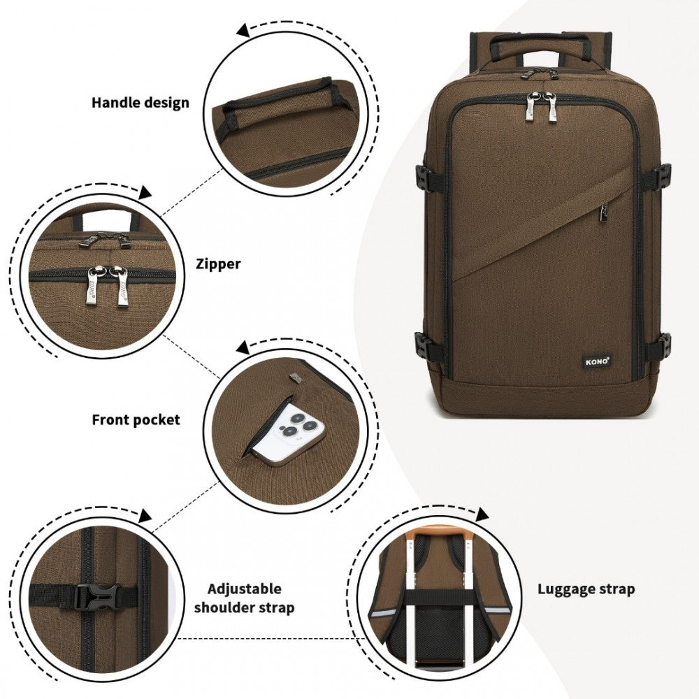 Business Carry-On Backpack – Fits 15.6-Inch Laptop – Brown