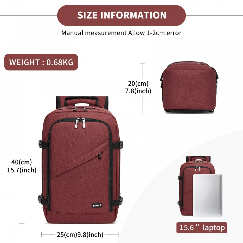 Business Carry-On Backpack – Fits 15.6-Inch Laptop – Burgundy