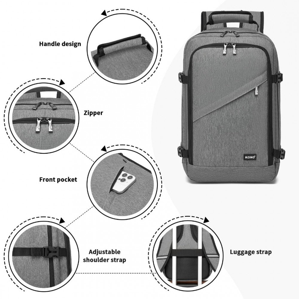 Business Carry-On Backpack – Fits 15.6-Inch Laptop – Grey