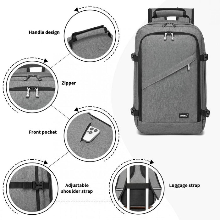 Business Carry-On Backpack – Fits 15.6-Inch Laptop – Grey