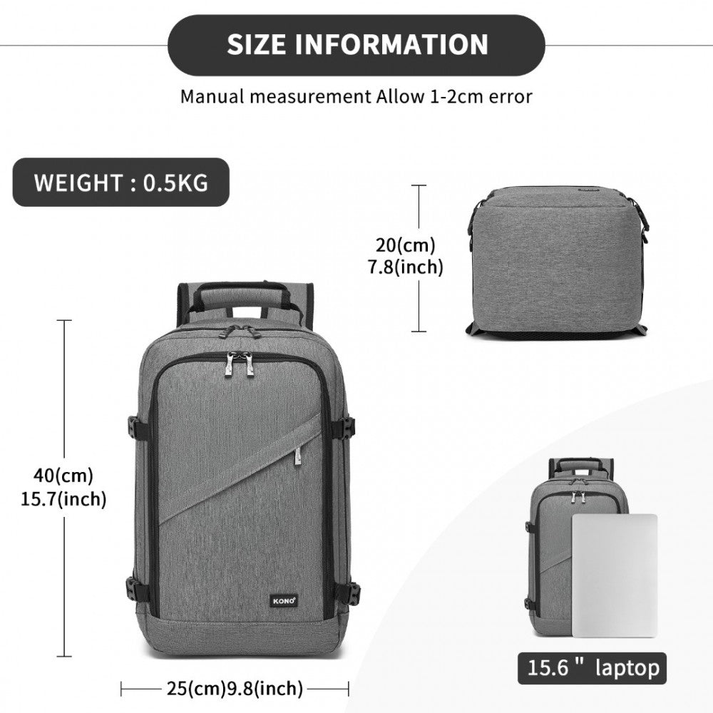Business Carry-On Backpack – Fits 15.6-Inch Laptop – Grey