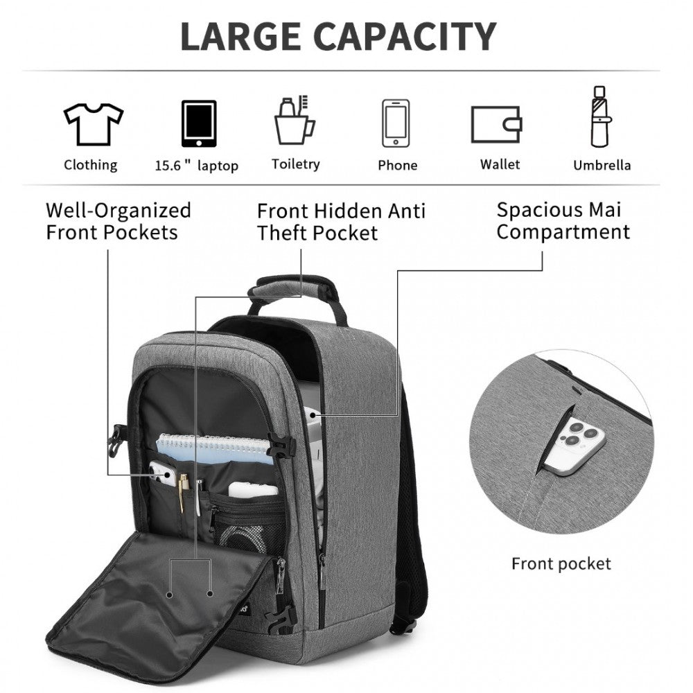 Business Carry-On Backpack – Fits 15.6-Inch Laptop – Grey