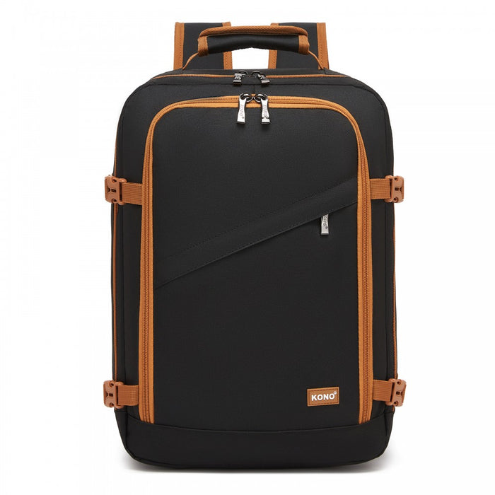 Flexible Cabin Backpack Fits 15.6-Inch Laptop, Clamshell Access – Black and Brown