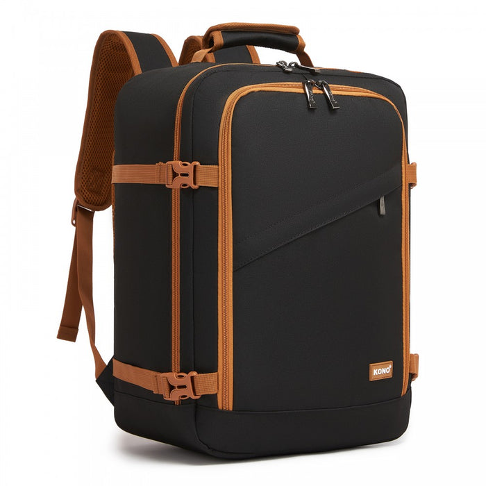 Flexible Cabin Backpack Fits 15.6-Inch Laptop, Clamshell Access – Black and Brown