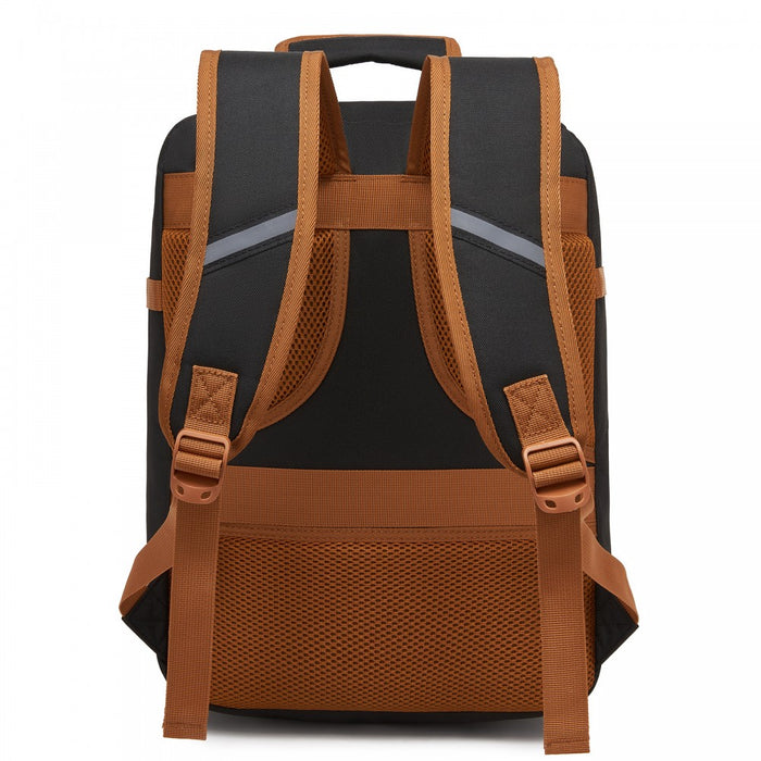Flexible Cabin Backpack Fits 15.6-Inch Laptop, Clamshell Access – Black and Brown