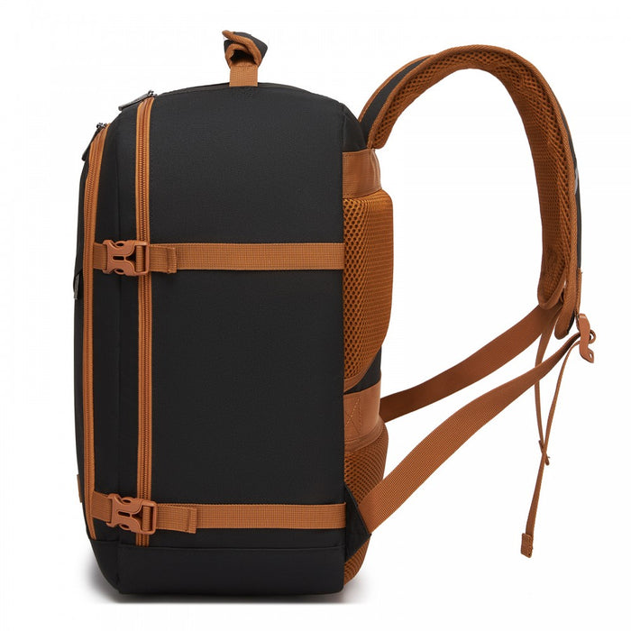 Flexible Cabin Backpack Fits 15.6-Inch Laptop, Clamshell Access – Black and Brown