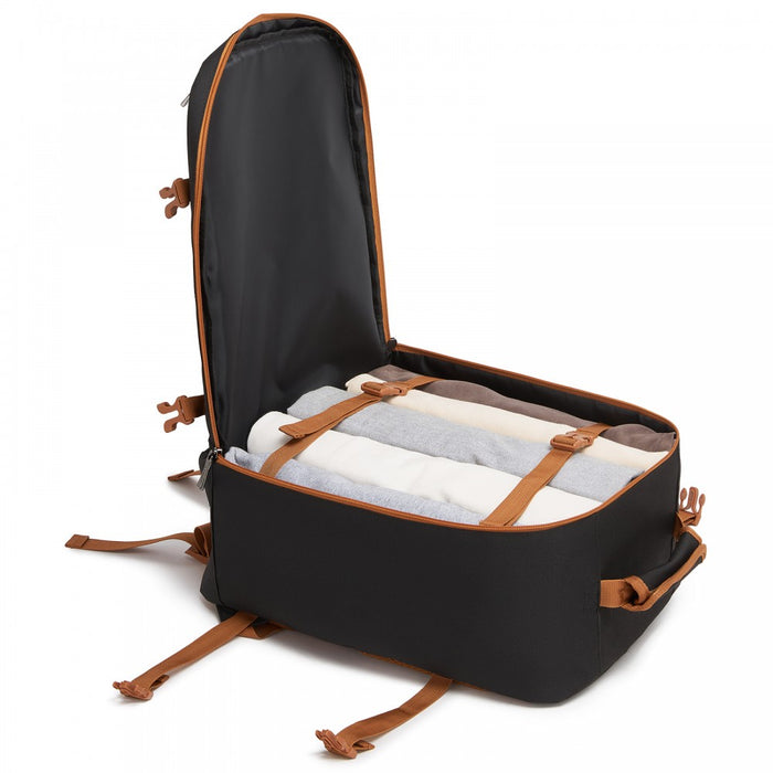 Flexible Cabin Backpack Fits 15.6-Inch Laptop, Clamshell Access – Black and Brown