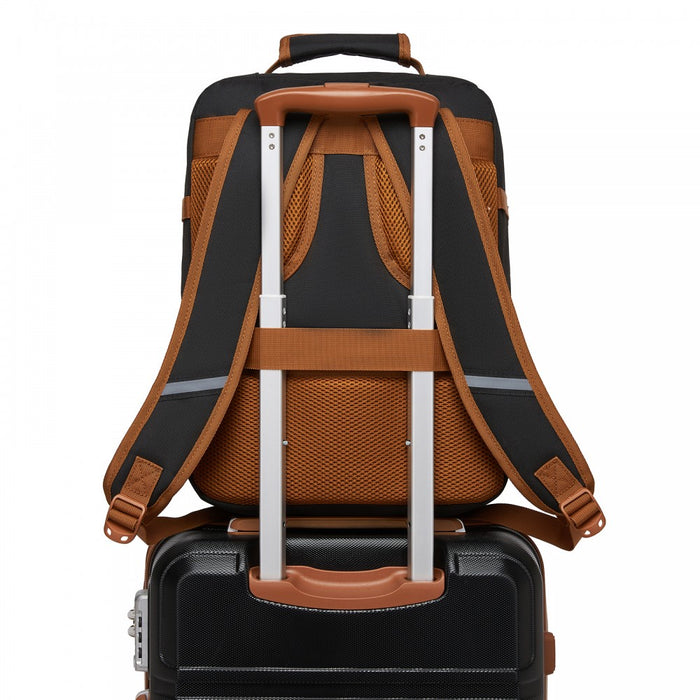 Flexible Cabin Backpack Fits 15.6-Inch Laptop, Clamshell Access – Black and Brown